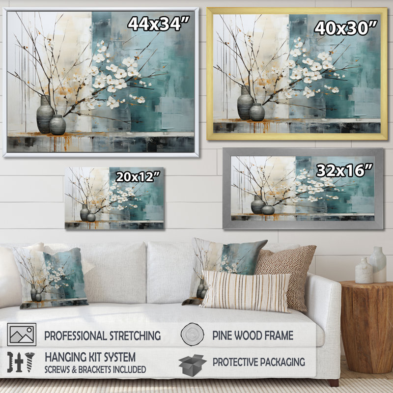 Malamud subtile sérénité II sur toile, Cadre flottant noir, H 34 po x l 44 po x P 1,5 po