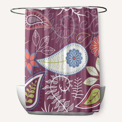Rideau de douche en polyester à motif floral à motif cachemire Gordonsville