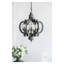 Lustre 6 lumières en bois aggloméré antique sculpté gris avec housses en verre transparent