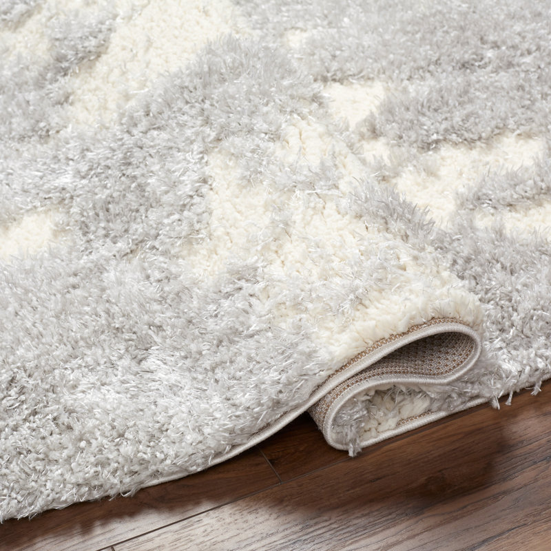 Rameriz Rectangle Abstract Machine Woven Polypropylene Area Rug in Light Gray/Gray, Rectangle 7'9" x 9'6"