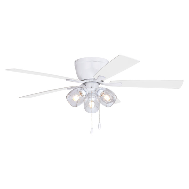 Audronis 52'' Ceiling Fan with Light Kit, Gray Elm, White