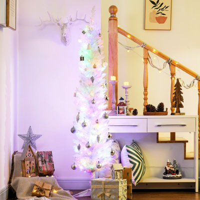 Arbre de Noël artificiel 5 pi, 250 branches, 150 lumières, blanc, antidéflagrant, processus d'installation pratique de 5 pi de haut avec