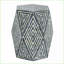 Table d'appoint hexagonale 15,7 x 13,8 x 18,1 Incrustation Capiz blanc pour vestibule / salon | Panneau de fibres à densité moyenne | Repose-pieds