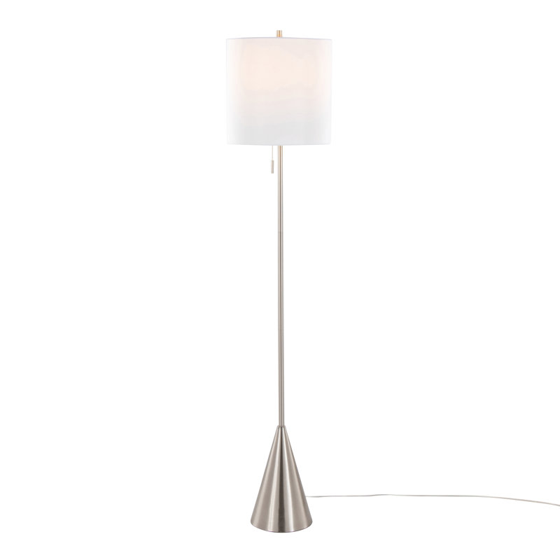 Cone 64" Contemporary Metal Floor Lamp In Metal With Linen Shade From Grandview Gallery, Brushed Nickel