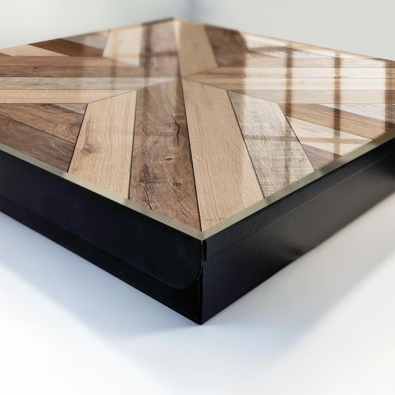 Key cabinet, Opens to the right, 30x30x5, White, Geometric wooden panels in nature, 