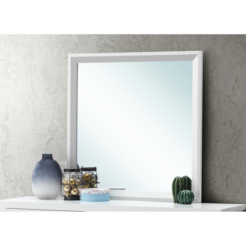 Miroir blanc avec stratifié de haute qualité - brillant, impression sur verre transparent, 36,32 po x 1,94 po x 36,32 po, 24,96 lb