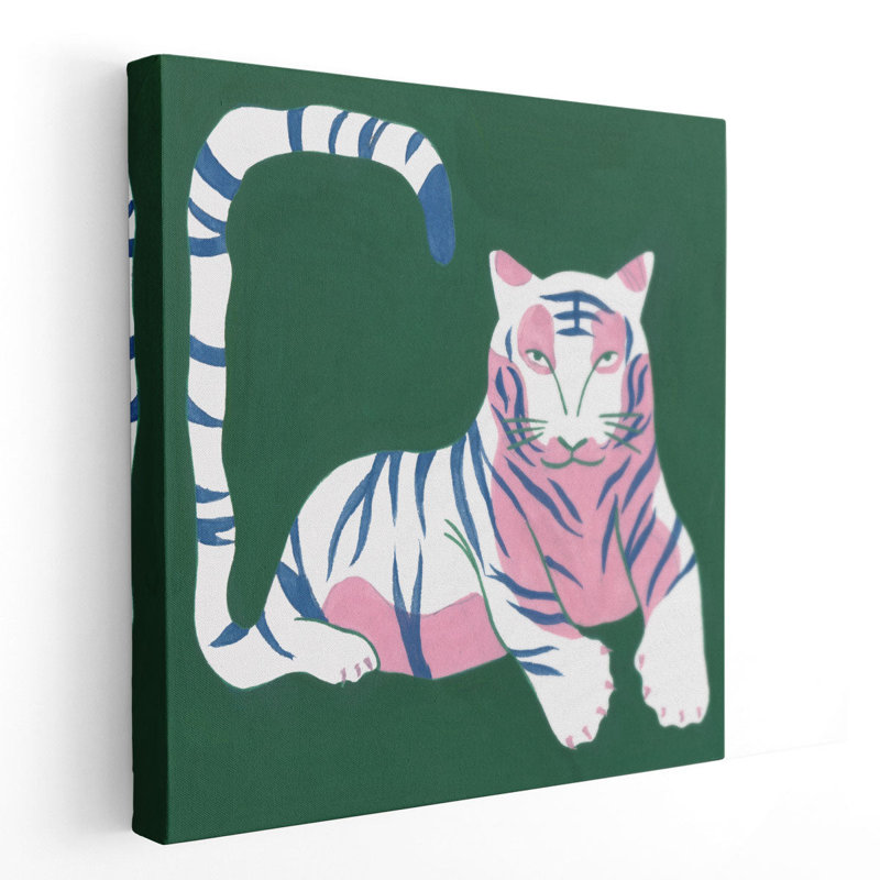 Graphic White Tiger II - Canvas Print Wall Art, H 40 po x l 40 po