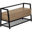 Modern Entryway Bench With Storage, 42 Inches Long, Brown Laminate, Black Metal Flip-Top 42" Rectangular, Taupe,