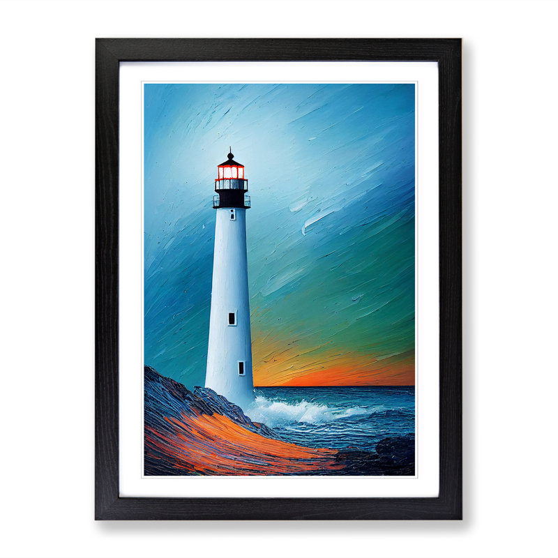 Painted Lighthouse Vol.6 - Picture Frame Print, Black, 64cm H x 46cm W x 2cm D