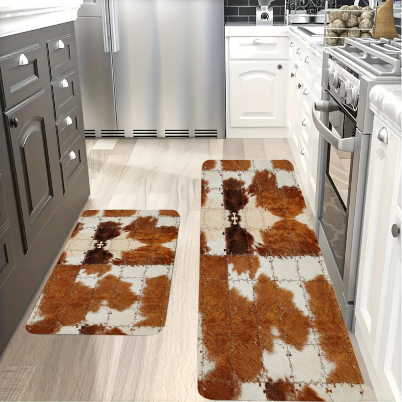Tapis de cuisine 2 pièces Patchwork, Brun abstrait