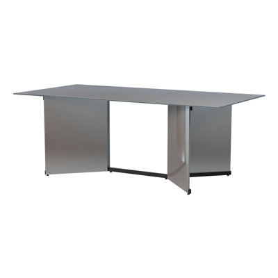 76-inch Rectangular Mirrored Dining Table Silver