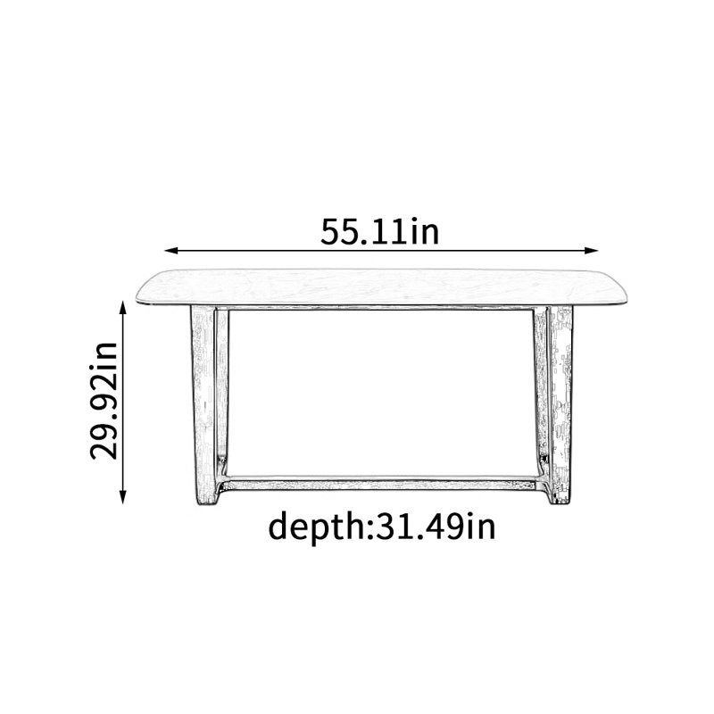 Table de salle à manger durable, H 29,92 po x L 55,11 po x l 31,49 po