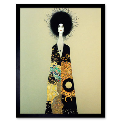 Portrait Of Beautiful Woman Klimt Dress - Single Picture Frame Print