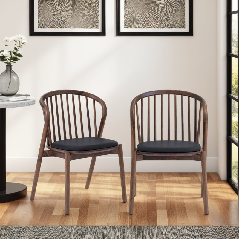 Ensemble de 2 chaises de salle à manger Bullough, Noyer