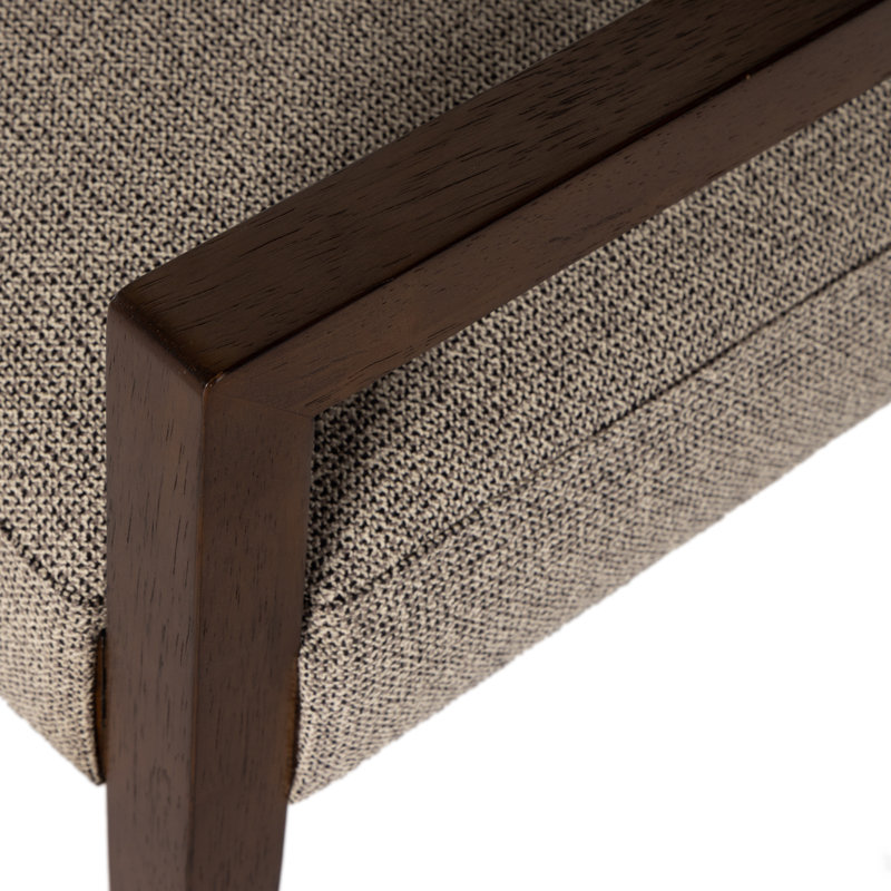 Ferris Dining Armchair, Gray Viscose/Polyester, Dark Brown