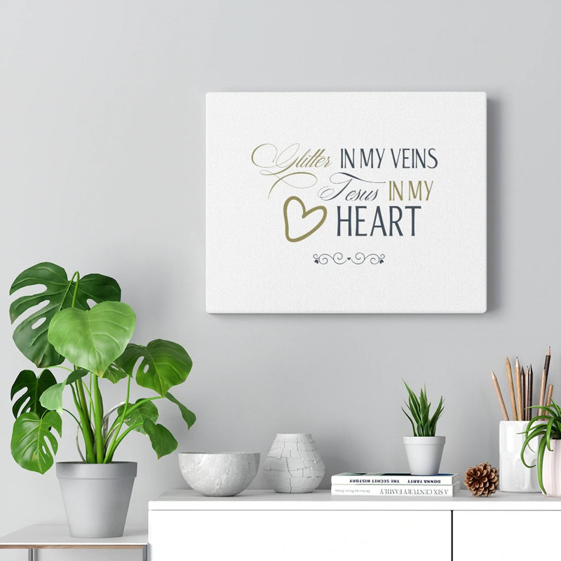 Glitter In My Veins - Wrapped Canvas Print, 28cm H x 36cm W