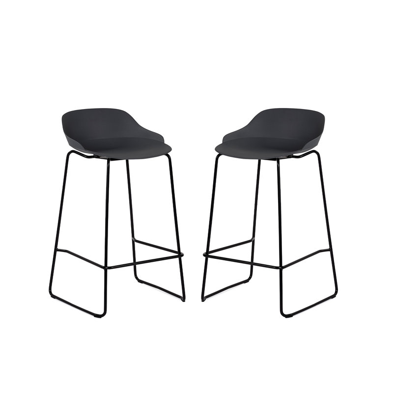 Nikhil Counter Stool with Metal Frame, Dark Grey/Black