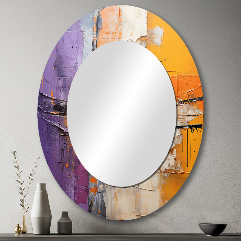 Collage Impressions IV - Miroir mural ovale jaune, 43 po x 33 po