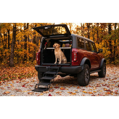 Canine Stairs 4 Steps Foldable Dog Ramp with Slip-Resistant Surface, Portable Dog Steps for Cars, SUV and Truck, Supports up to 250 lbs