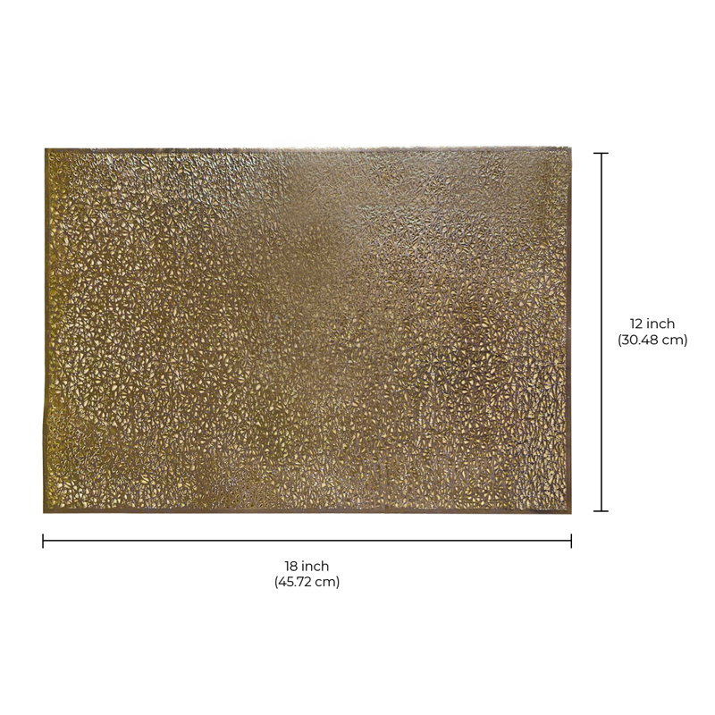 Decozen Golden PVC Placemats Set of 6 Heat-Resistant Table Protectors for Christmas Dining Decor