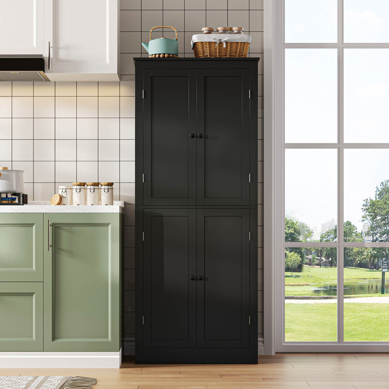 182cm Kitchen Pantry, Black