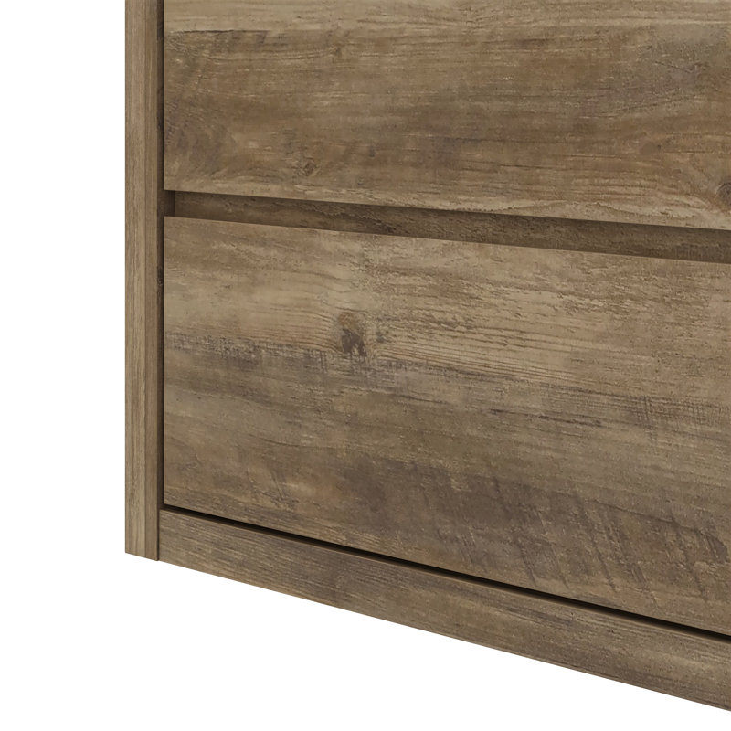 Brannick 46.5" W Handleless 6-Drawer Double Dresser, Knotty Oak