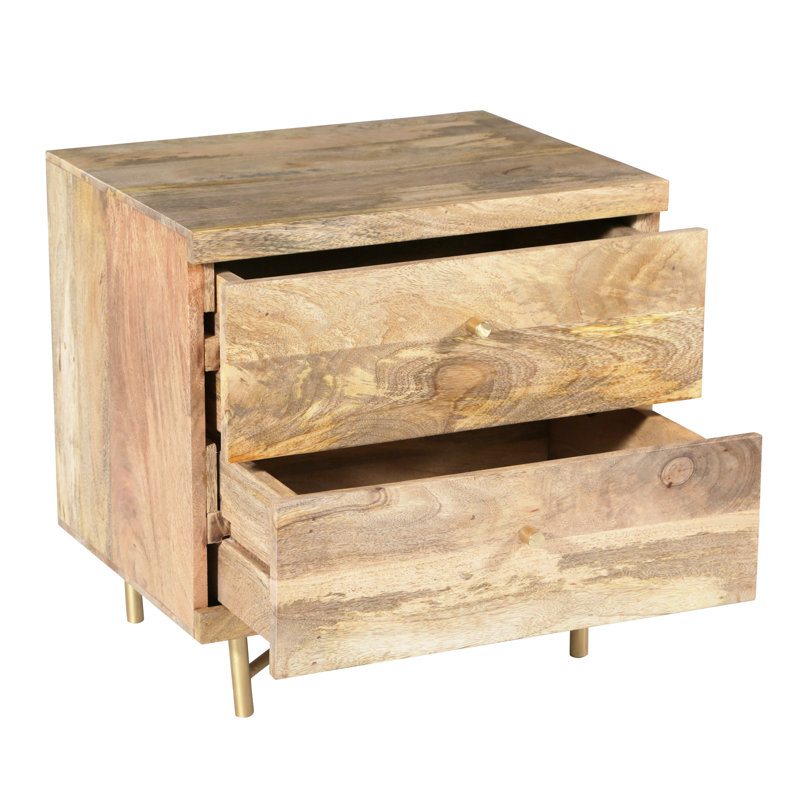 Miser 50cm W Steel Bedside Table, Natural