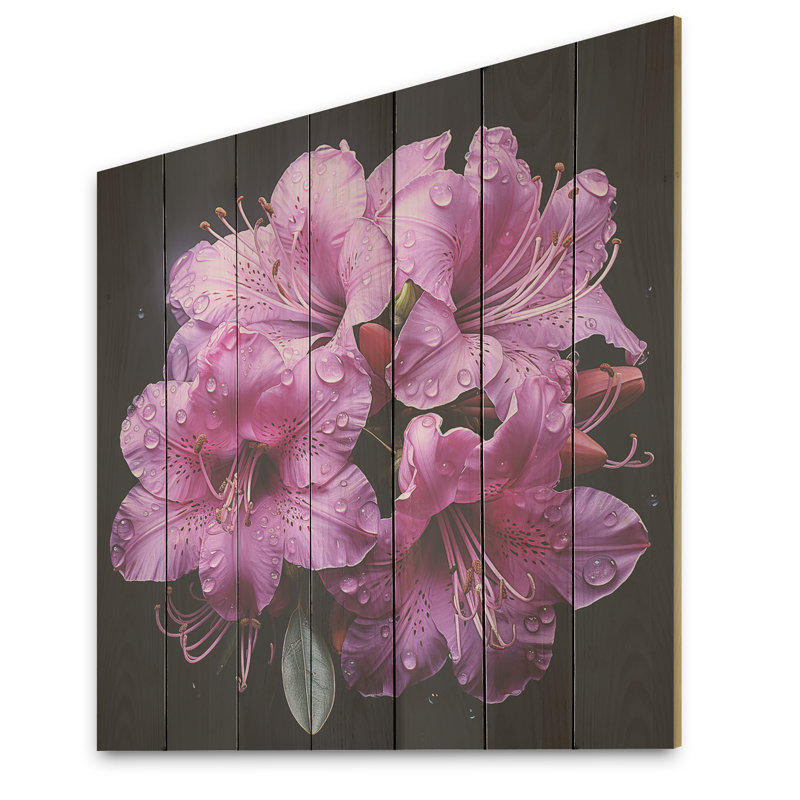 Singular Beauty Of Purple Rhododendrons I - Rhododendron On Wood Print, 36" H x 36" W