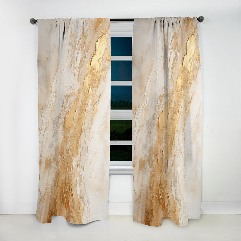 Or blanc marbre Geode Magic - Rideau abstrait obscurcissant en marbre abstrait - 1 panneau, L 52 po x L 120 po