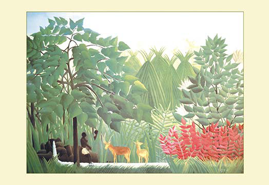 « the cascade » par henri rousseau, impression, H 28 po x l 42 po x P 1,5 po