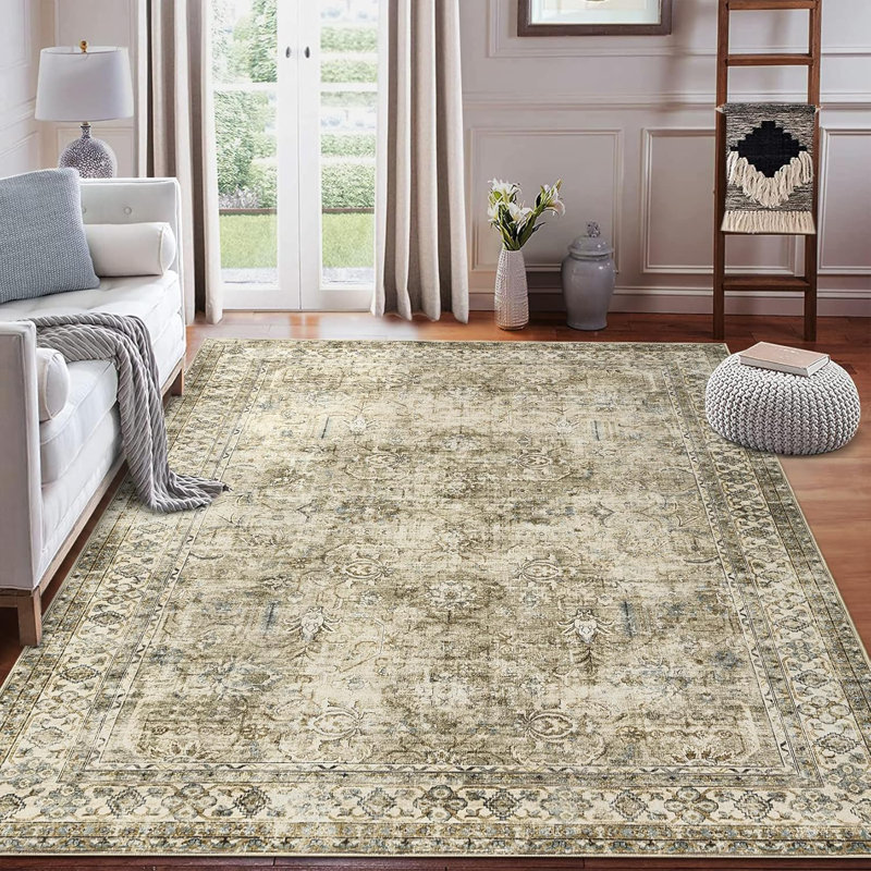 3X5 Area Rug Indoor - Washable Entryway Rug Non-Slip Low Pile Ultra Soft Area Rug For Kitchen, Bedroom Bedside, Mudroom (Taupe)
