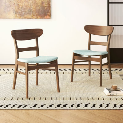 Ensemble de 2 chaises de salle à manger - siège rembourré, pieds en bois d'hévéa
