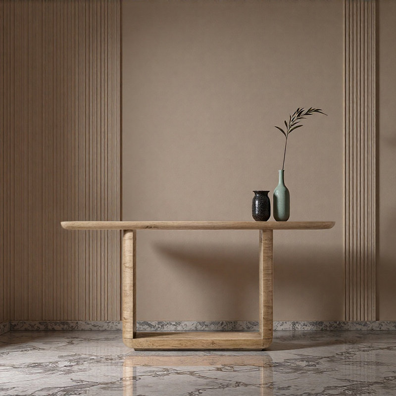 Modern-style solid wood console table, Natural Wood