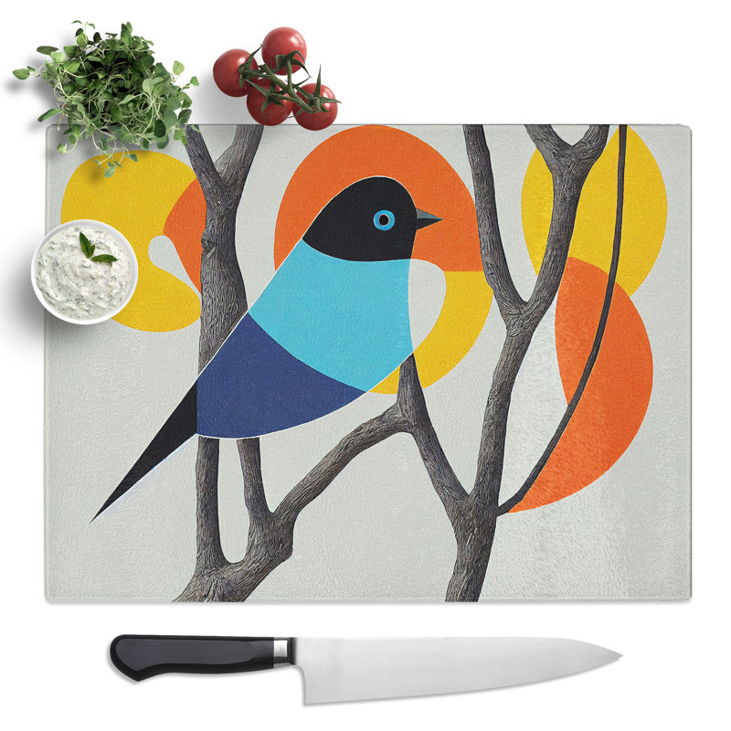 Serene Abstract Bird  Glass Chopping Board