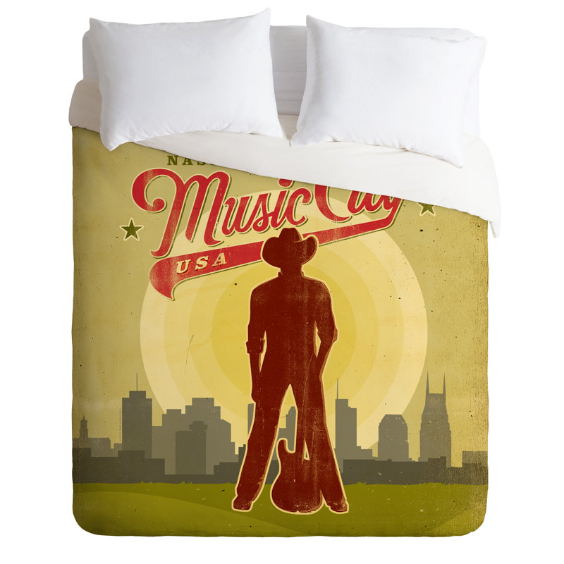 Ensemble de housse de couette Music City, Housse de couette pour grand lit et 2 taies décor