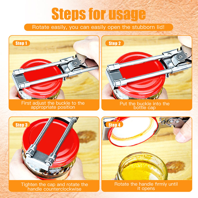 Adjustable Jar Opener, Adjustable Multifunctional Stainless Steel Can  Opener Jar Lid Gripper, Manual Jar Bottle Opener Kitchen Accessories