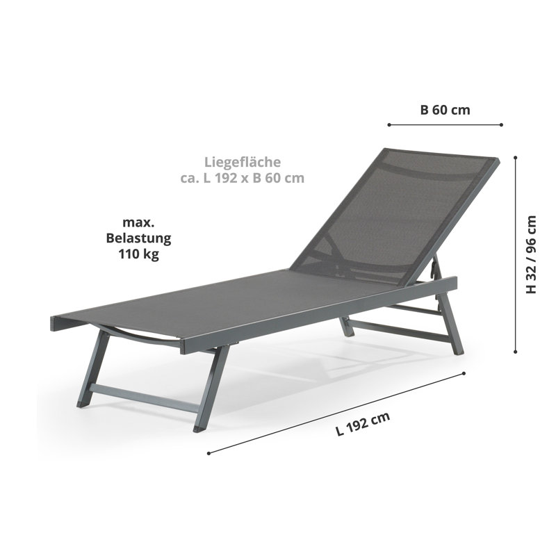 192cm Long Reclining Single Chaise, Anthracite