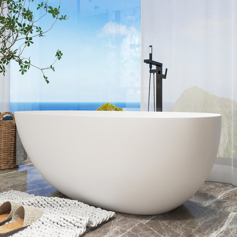 Baignoire de trempage autoportante 59 po. X 31 po. Blanche