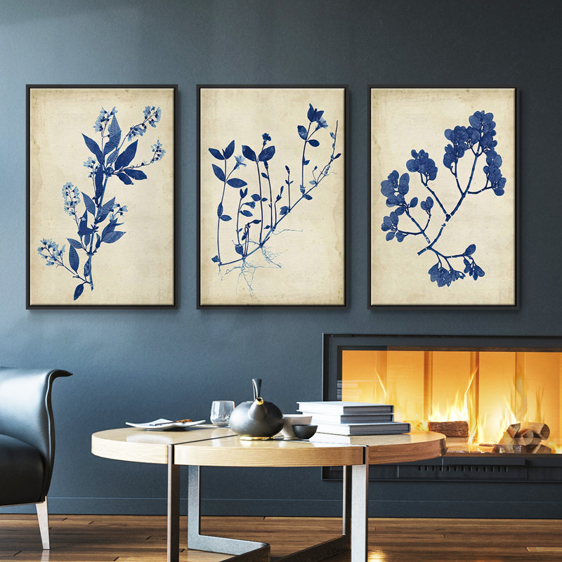 Liquide corail I, ensemble de 3 toiles encadrées sur toile, Cadre noir, H 27 po x l 54 po x P 2 po