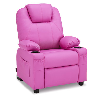 Fauteuil inclinable pour enfants avec anti-basculement, 2 porte-gobelets, similicuir