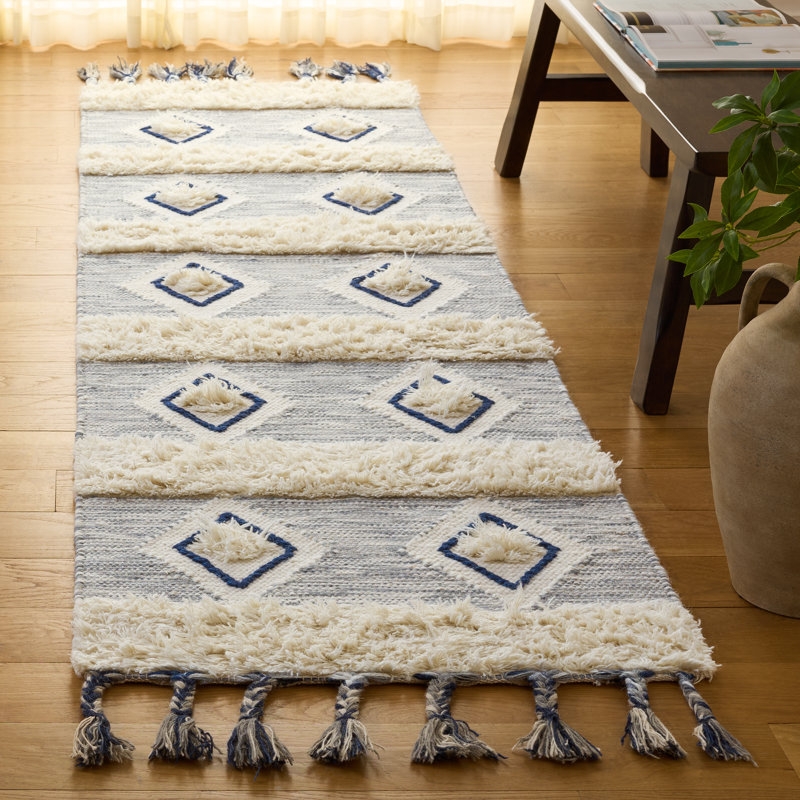 Tapis en laine tissé à la main Natura, Tapis de couloir 2 pi 3 po x 8 pi