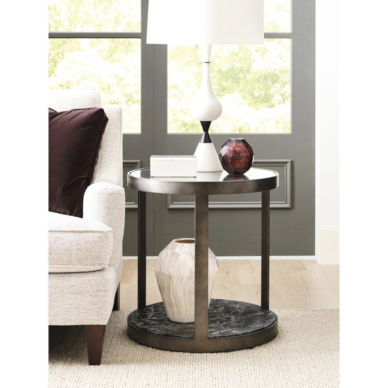 ROUND GLASS TOP END TABLE