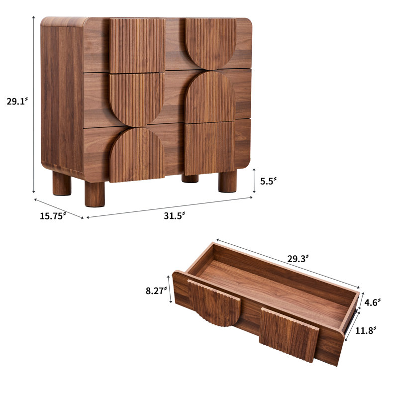 Molded 3-Drawer Dresser (31.5" W), Brown
