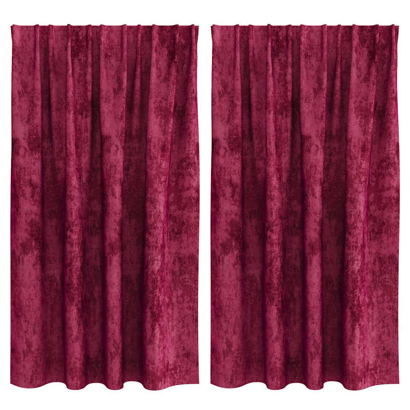 Curtain With Curtains 2 Pcs Velvet, 140cm Width x 140cm Drop, Wine Red