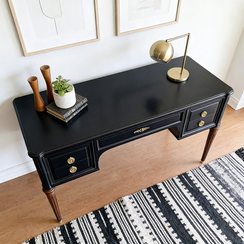 Bureau d'écriture Retro Simple, H 29,92 po x l 55,11 po x P 21,65 po, Noir / brun