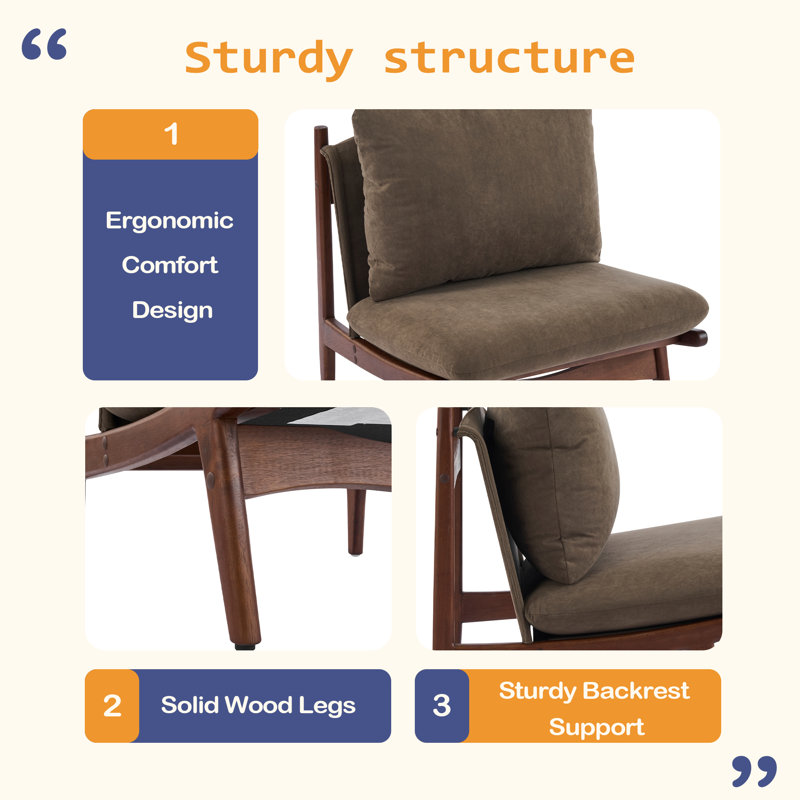 Chaise d'appoint avec structure en bois naturel, ensemble de 2, Espresso