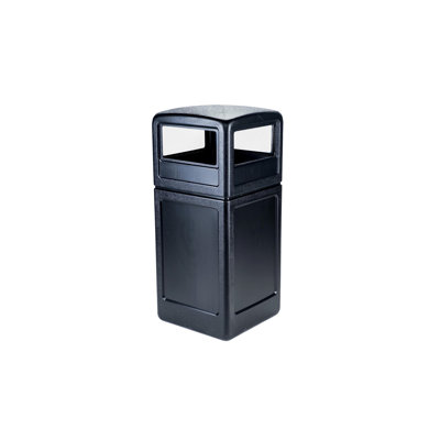 Poubelle carrée 42 gallons avec couvercle amovible en forme de dôme, noir