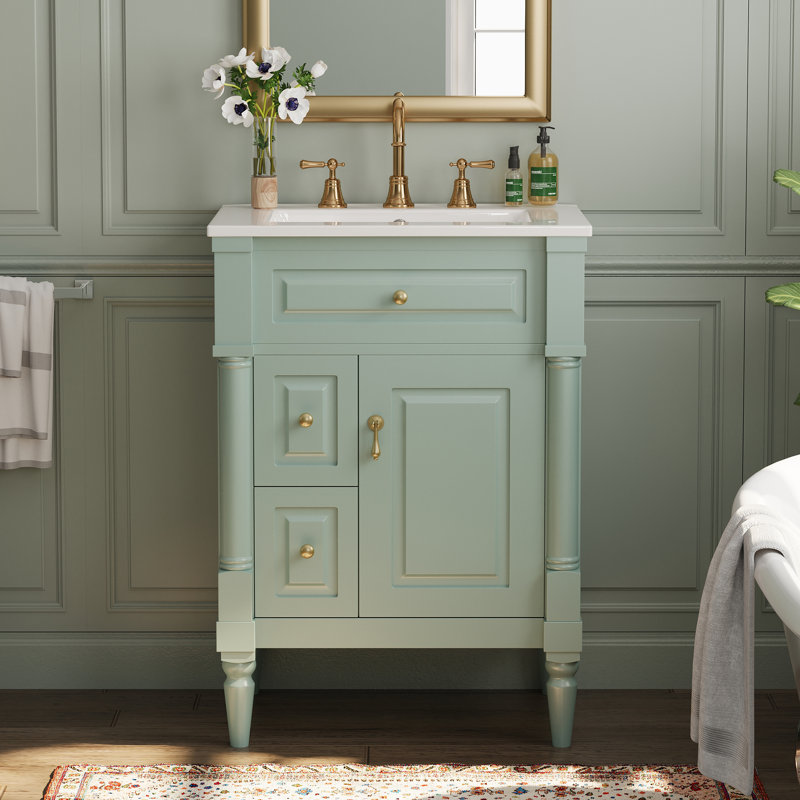 Meuble-lavabo 24 po avec lavabo, vert, Vert