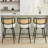 Swivel Upholstered Counter Stools With Rattan Back-970377917-970377907