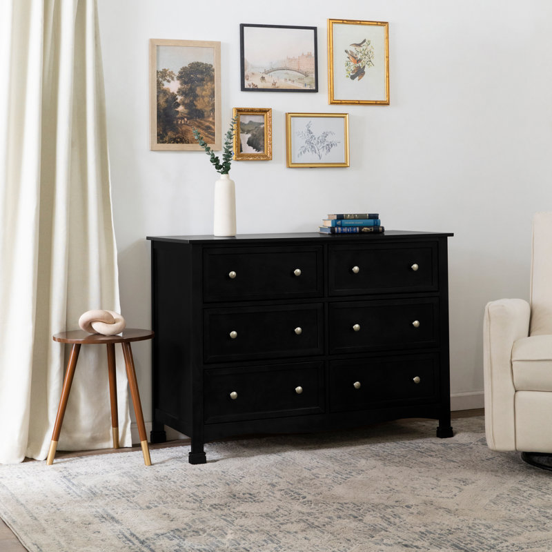 Ebony Horizontal Double Nursery Dresser with 6 Spacious Drawers